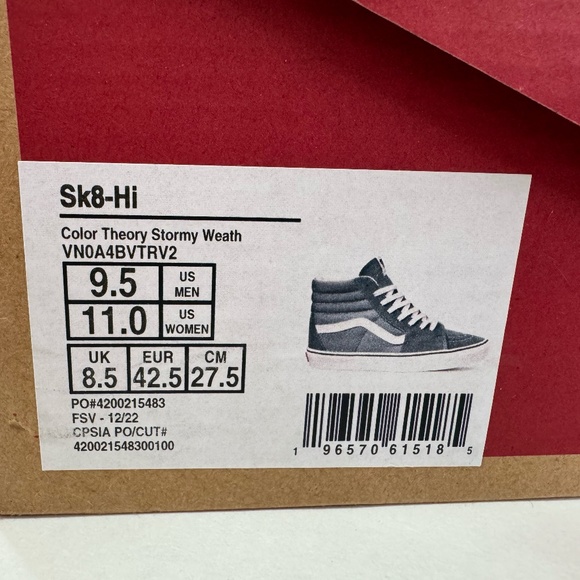 Vans Sk8-Hi Stormy Weather Men's 9.5 - Picture 6 of 6